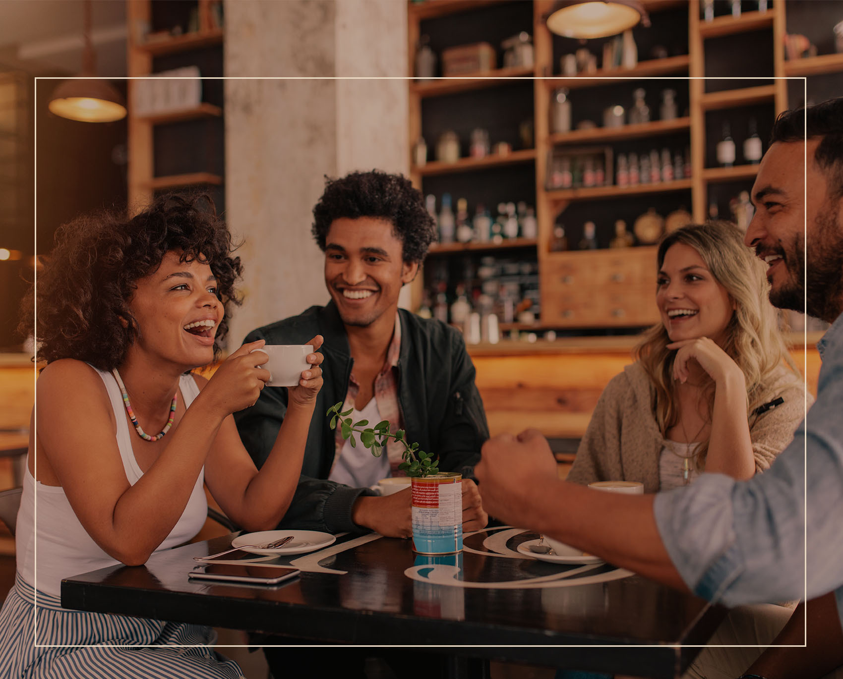 group of friends at a coffee shop