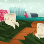 image of teeth on money with toothbrush and toothpaste to show the dental in house membership plan