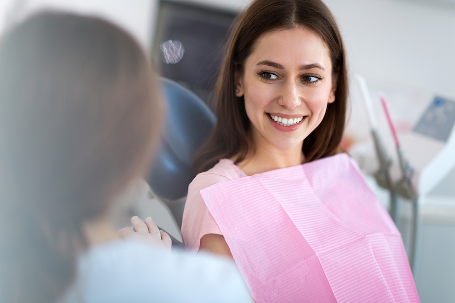 woman at dental office trying to have comfortable dental visits